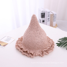 New Stylish Hand-knitted Sombrero Children Witch Paper Straw Floppy Hat For Kids